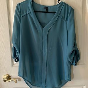Maurice’s Teal 3/4 sleeve sheer blouse